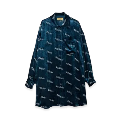 HYSTERIC GLAMOUR Hysteric Pin Embroidered Shirt Dress "Blue"