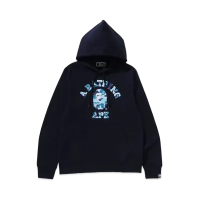 A BATHING APE ABC Camo College Pullover Hoodie "Navy"