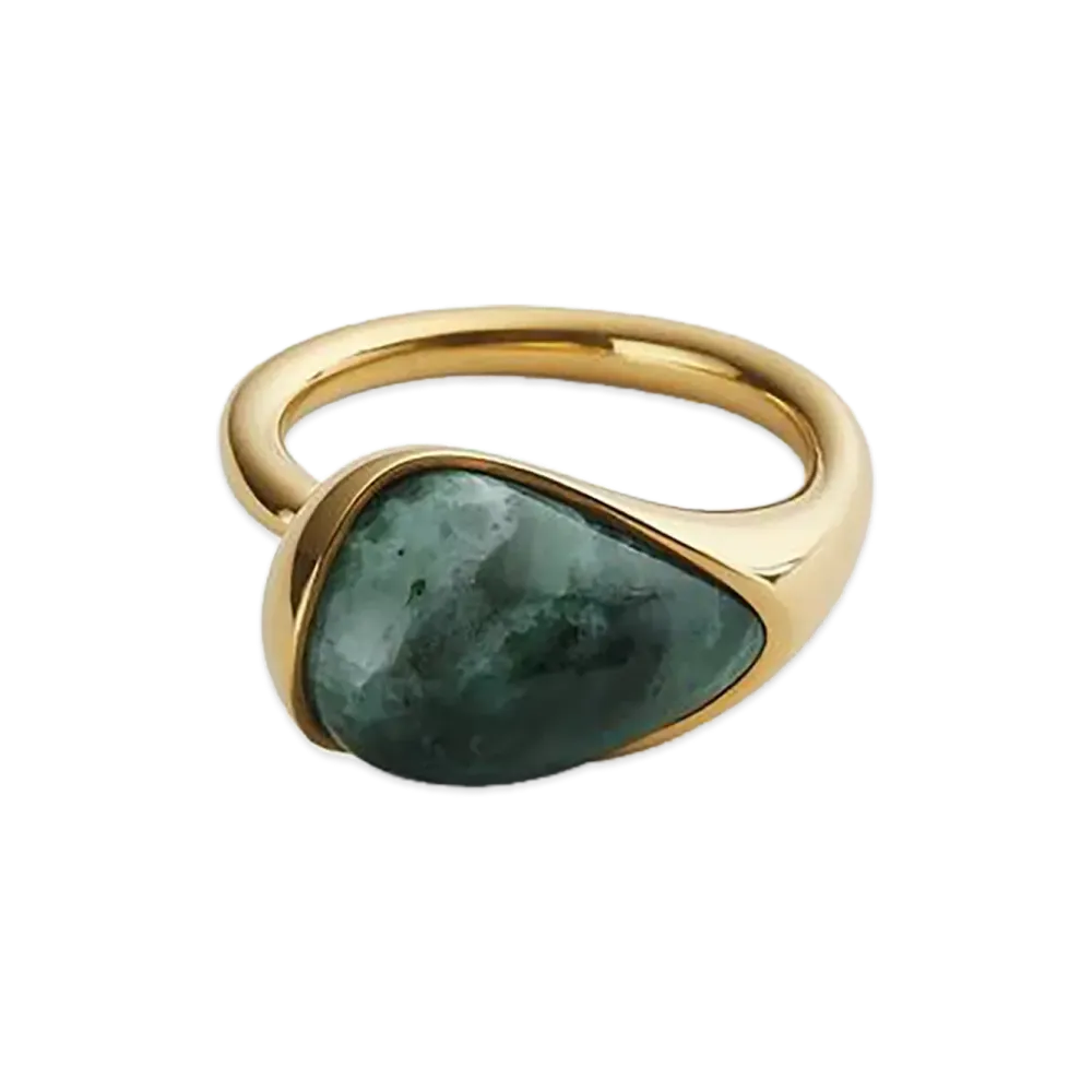 Bottega Veneta Small Drop Marble Ring "Green Marble Alpi"