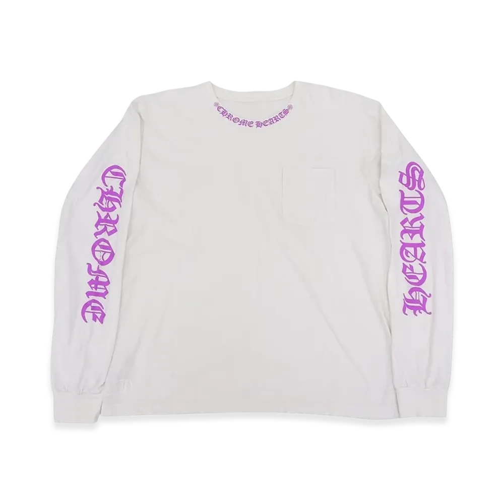 Chrome Hearts Neck Logo Long Sleeve Pocket T-Shirt "White"