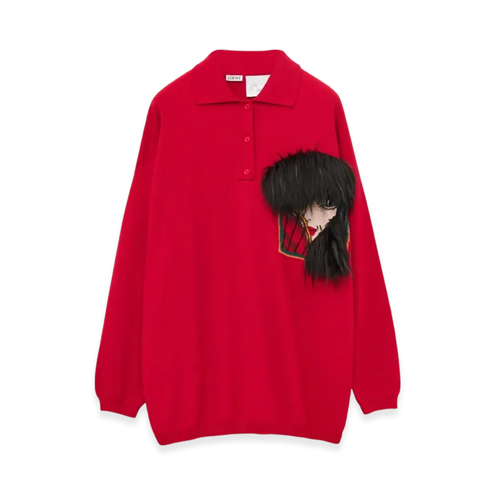 LOEWE x Howl's Moving Castle Witch of the Waste Polo Sweater in Wool "Red"