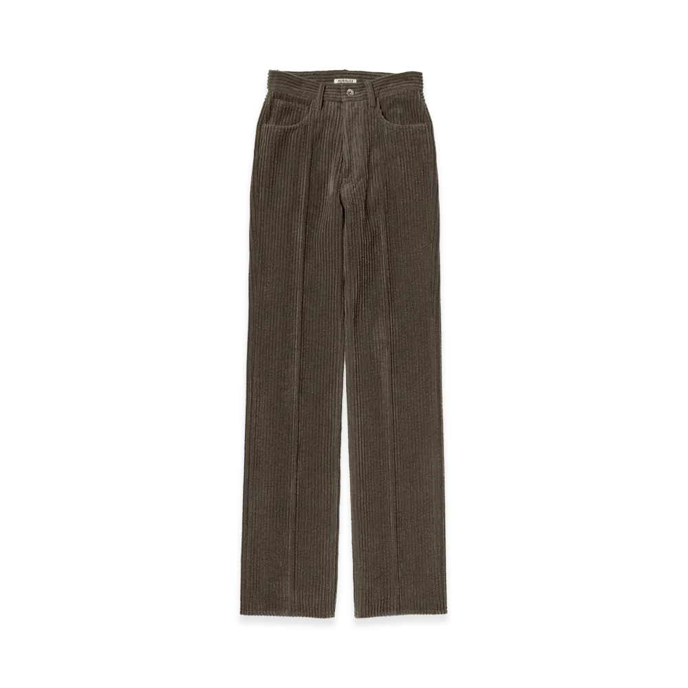 AURALEE Women's Wool Cashmere Corduroy 5P Pants "Smoky Brown"