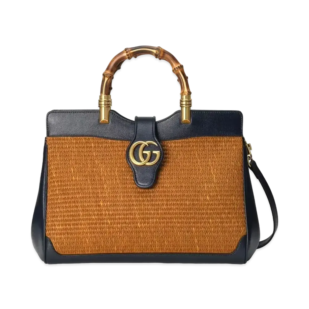 GUCCI Bamboo Top Handle Bag "Natural Straw Effect"