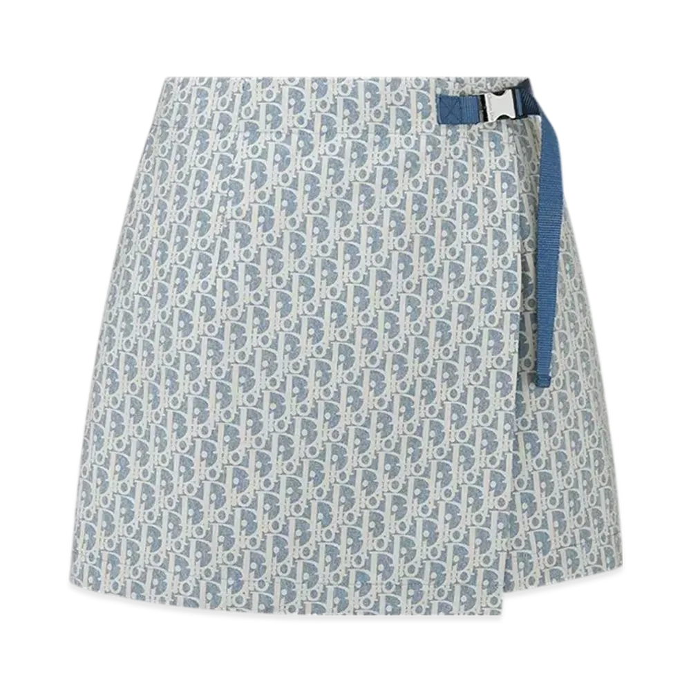 Dior Women's Dioriviera Skort Dior Oblique Jacquard Technical Taffeta "White/Blue"