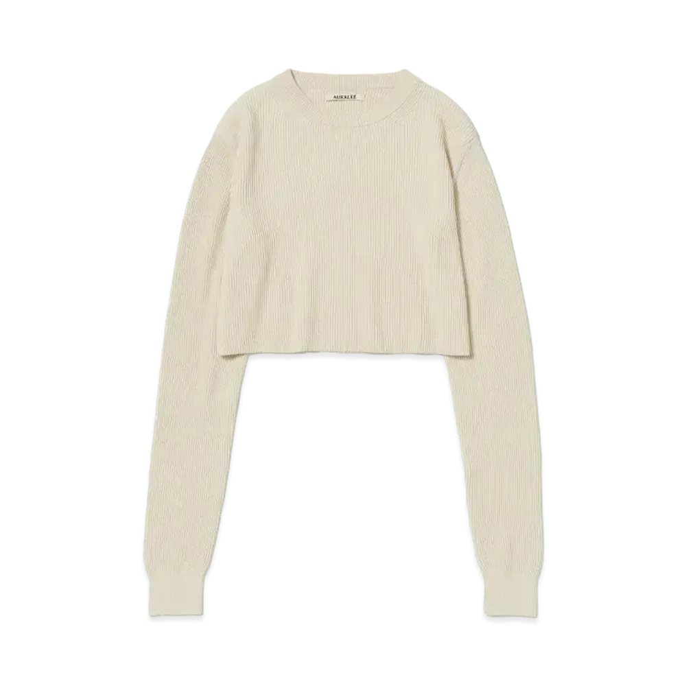 AURALEE Super Hard Twist Rib Knit Short P/O "Ivory"