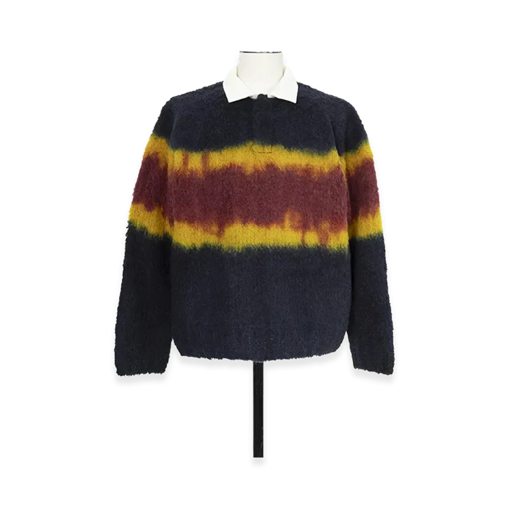 sacai Chusen-Dyed Knit Polo Shirt "Navy Multi"