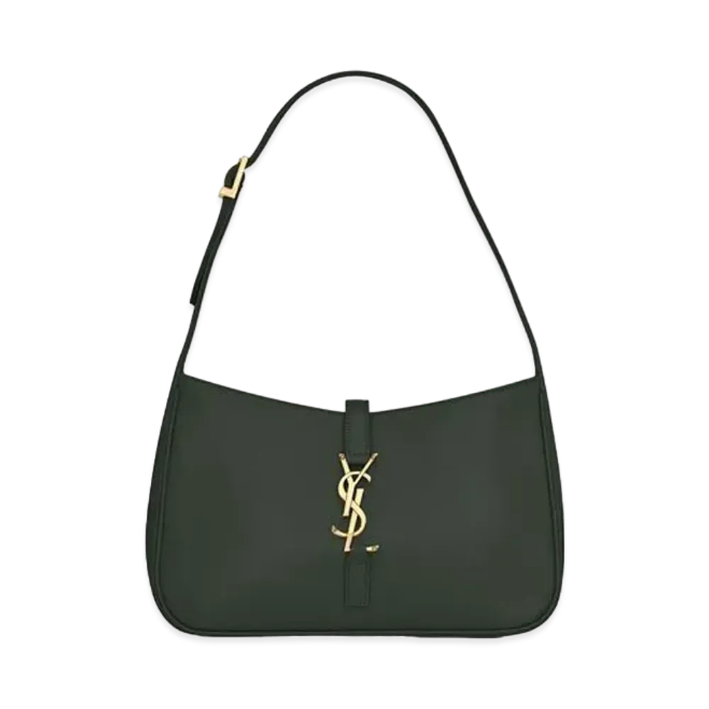 SAINT LAURENT Le 5 A 7 Hobo Bag In Smooth Leather "Dark Green"