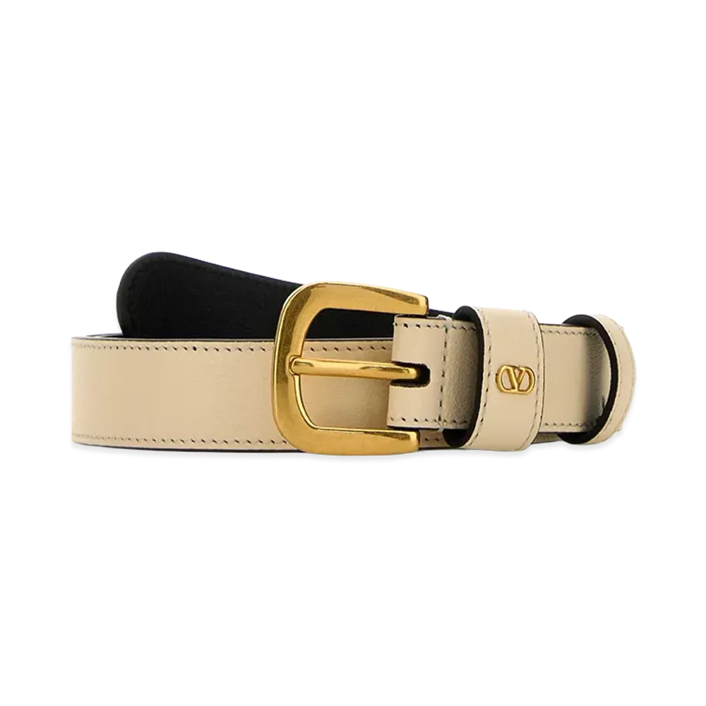 Valentino Women's Leather Belt "Ivory/White"