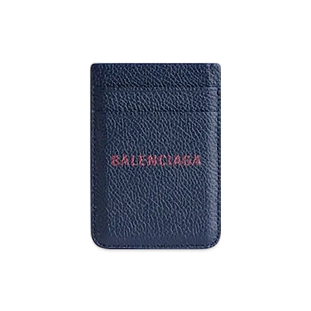 BALENCIAGA Cash Magnet Card Holder "Navy/Burgundy"
