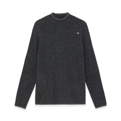 Stone Island 570GA Gauzed Effect Wool Blend Stone Island Stellina Mock-Neck Sweater with Ribbed Details - 24FW "Lead Grey"