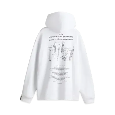 rokh x H&M Printed Oversized Sweat Parka "White/Stapler"