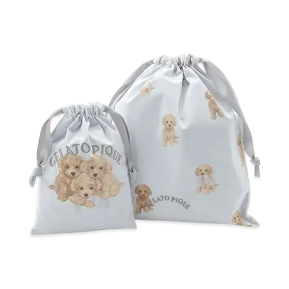 GELATO PIQUE Toy Poodle Pattern Drawstring Bag Set "Blue"