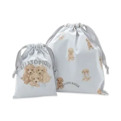 GELATO PIQUE Toy Poodle Pattern Drawstring Bag Set "Blue"