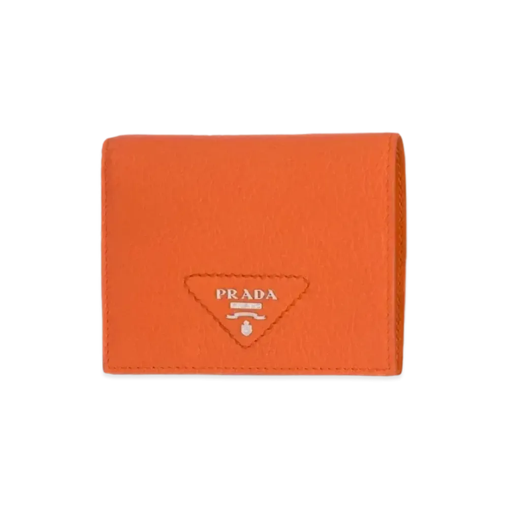 PRADA Vitello Dino Leather Wallet "Papaya"