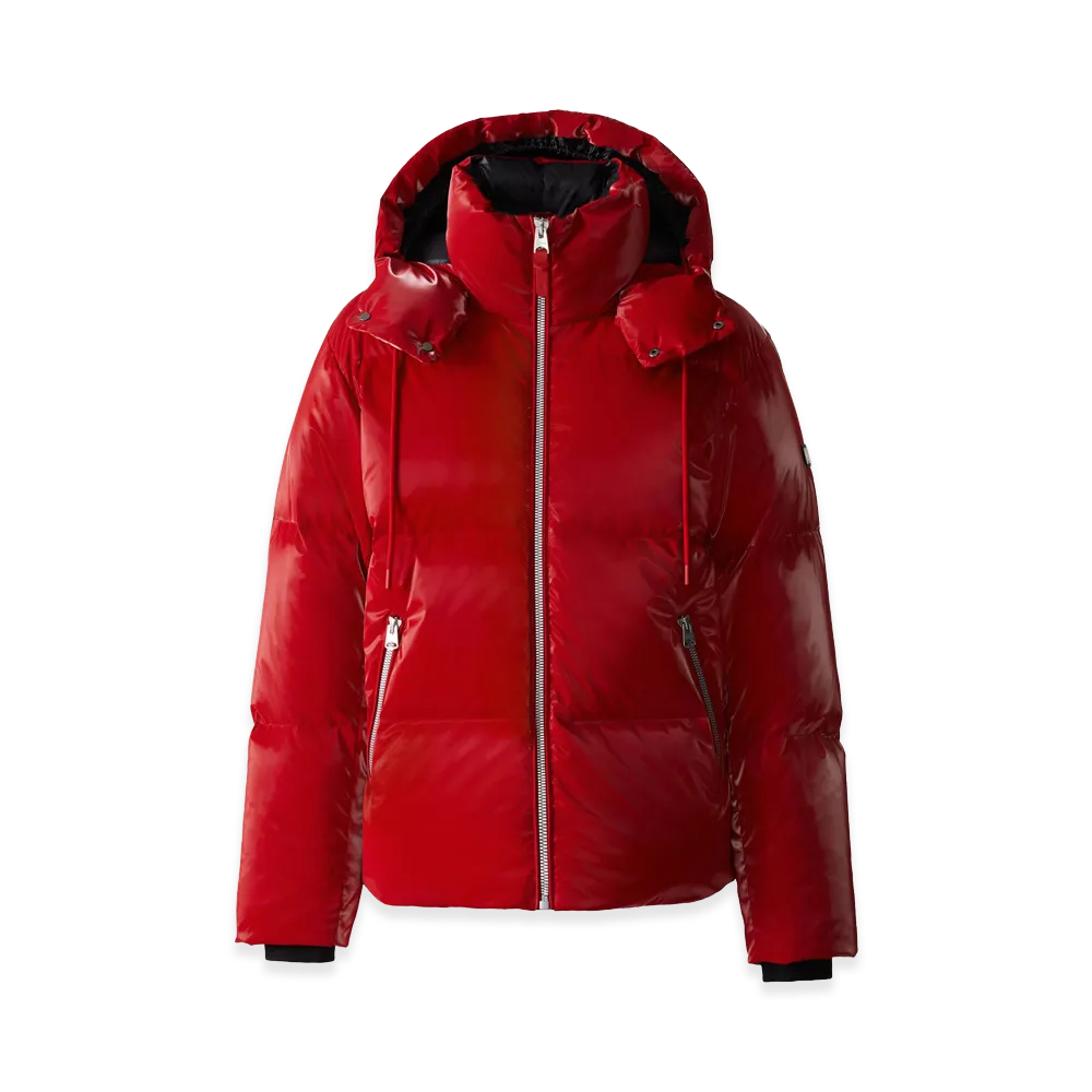 MACKAGE Kent-Glo High-Gloss Removable Hooded Down Jacket "Dark Red"