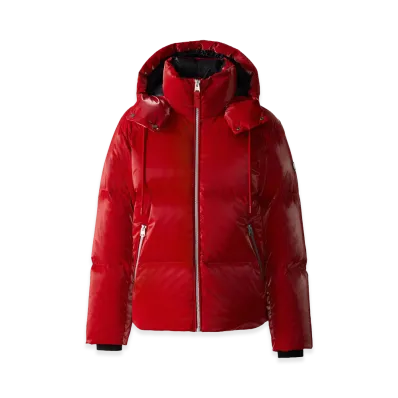 MACKAGE Kent-Glo High-Gloss Removable Hooded Down Jacket "Dark Red"