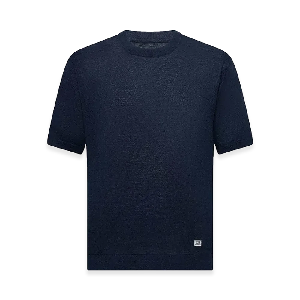 C.P. Company Linen Knit Crewneck T-Shirt "Navy Blue"