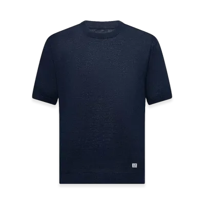 C.P. Company Linen Knit Crewneck T-Shirt "Navy Blue"