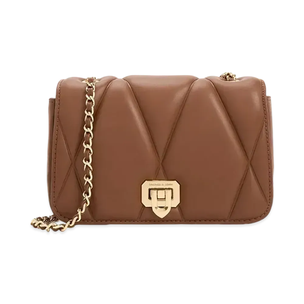 CHARLES & KEITH Arwen Quilted Shoulder Bag "Chocolate"