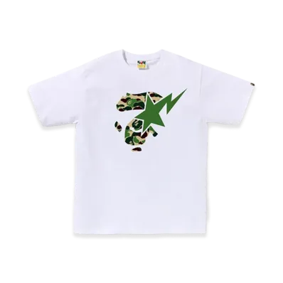 A BATHING APE ABC Camo Ape Face Sta Tee "White/Green"