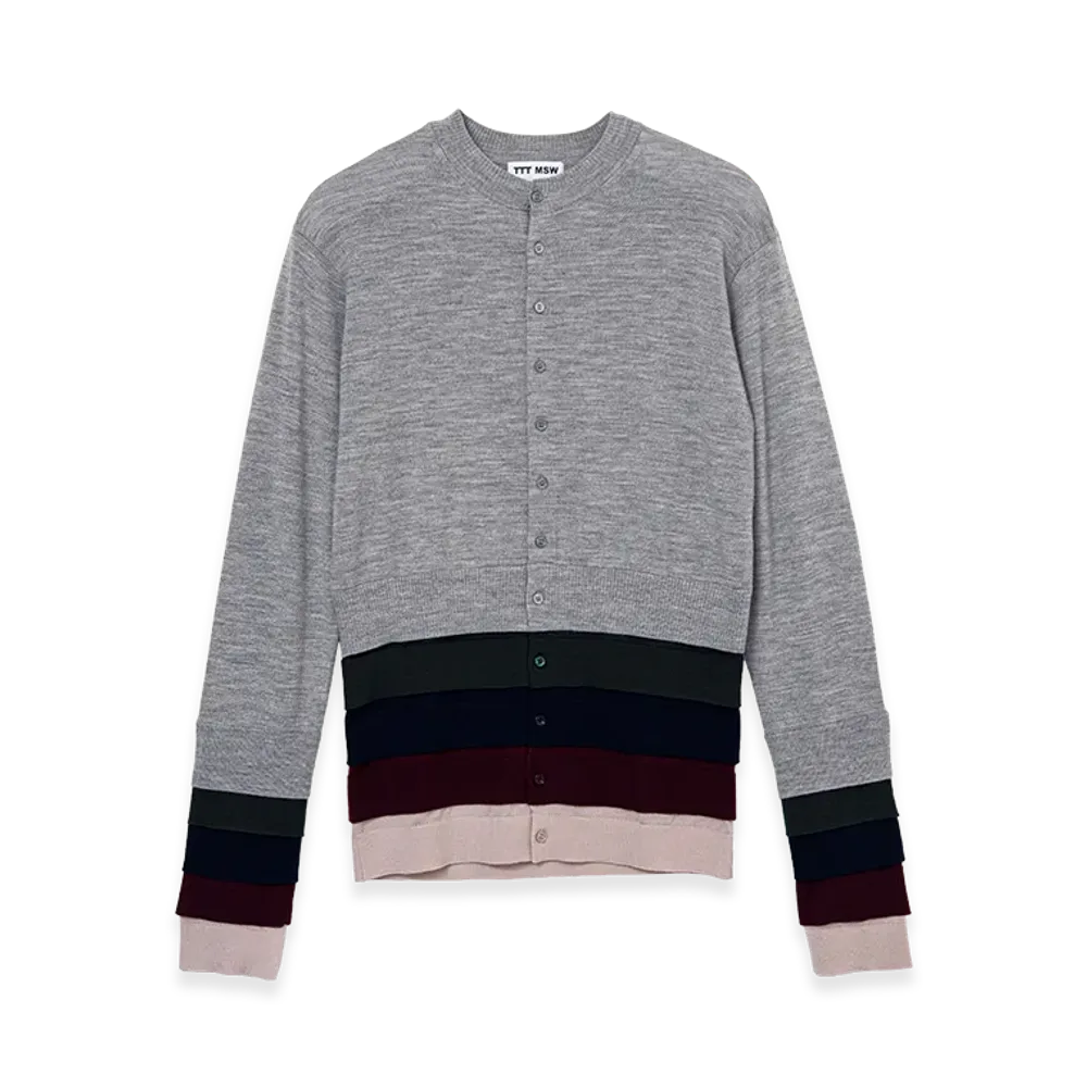 TTT MSW Layered Knit Cardigan "Grey"
