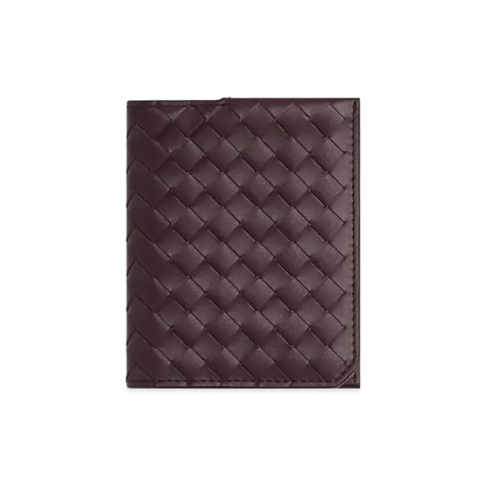 Bottega Veneta Intrecciato Piccolo Flap Card Case "Dark Barolo"