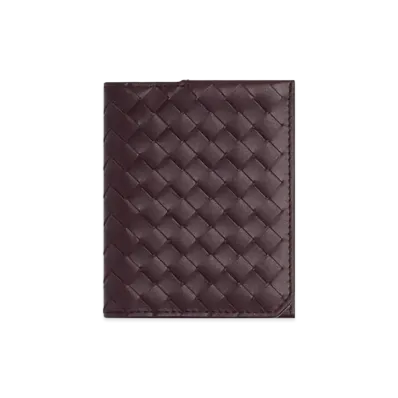 Bottega Veneta Intrecciato Piccolo Flap Card Case "Dark Barolo"