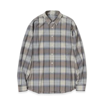 AURALEE Super Light Wool Check Shirt "Blue Gray Check"