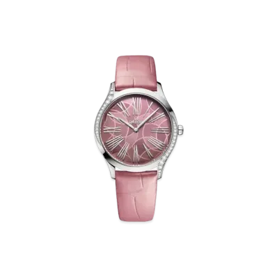 OMEGA De Ville Tresor Diamonds Alligator Leather Strap 36MM "Stainless Steel/Pink" 428.18.36.60.10.001