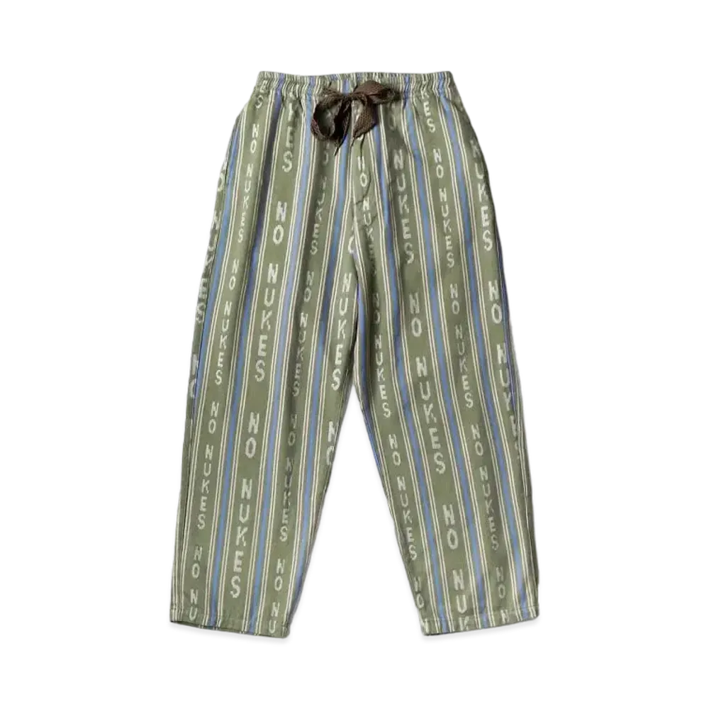 KAPITAL Fleece Lining Hope Stripe Easy Pants "Khaki"