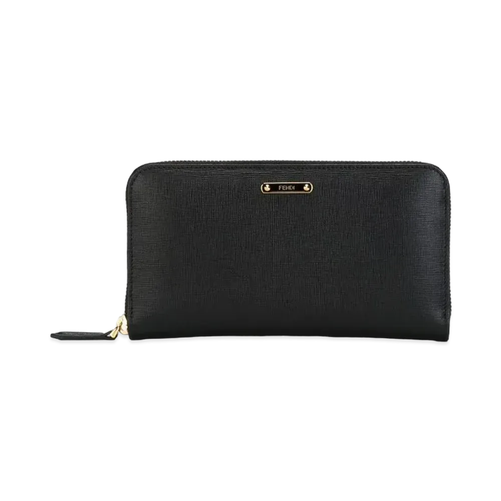 FENDI Crayons Leather Round Long wallet "Black"