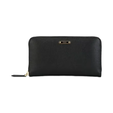 FENDI Crayons Leather Round Long wallet "Black"