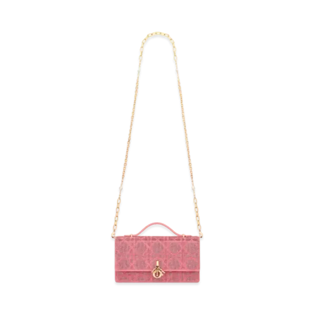 Dior Miss Dior Mini Bag Cannage Cotton Micropearl Embroidery "Light Pink"