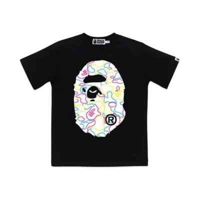 A BATHING APE Neon Camo Big Ape Head Tee "Black"