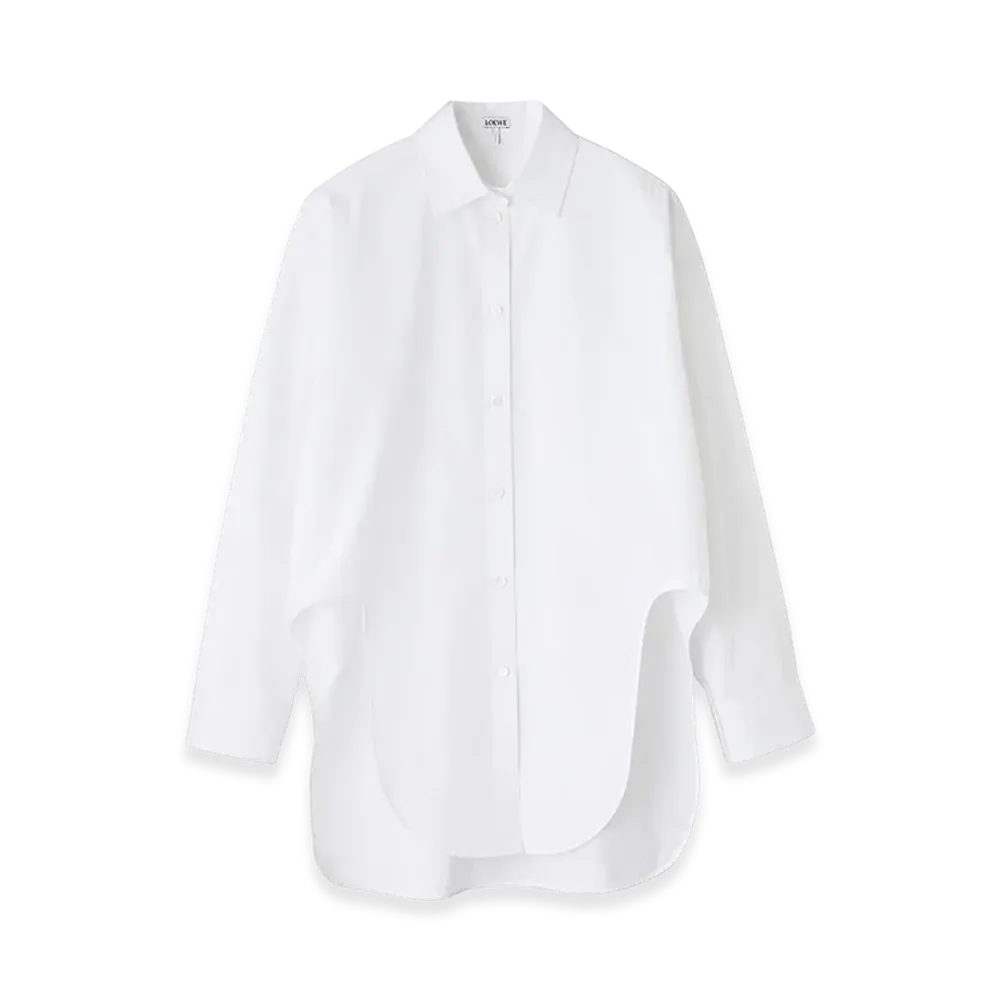 LOEWE Women's Long Sleeve Regular Collar Shirt "White"