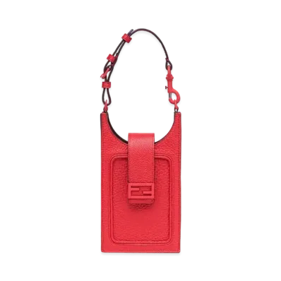 FENDI Smartphone Bag Leather Mobile Phone Holder "Red"