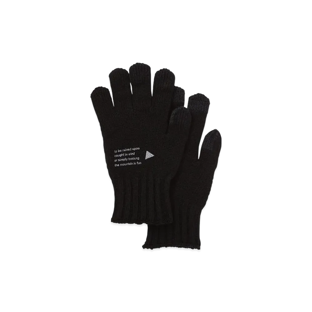 and wander Wool Knit Glove "Black"