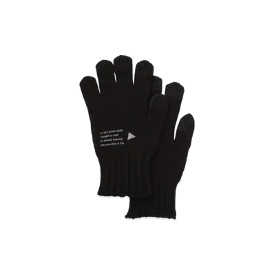 and wander Wool Knit Glove "Black"