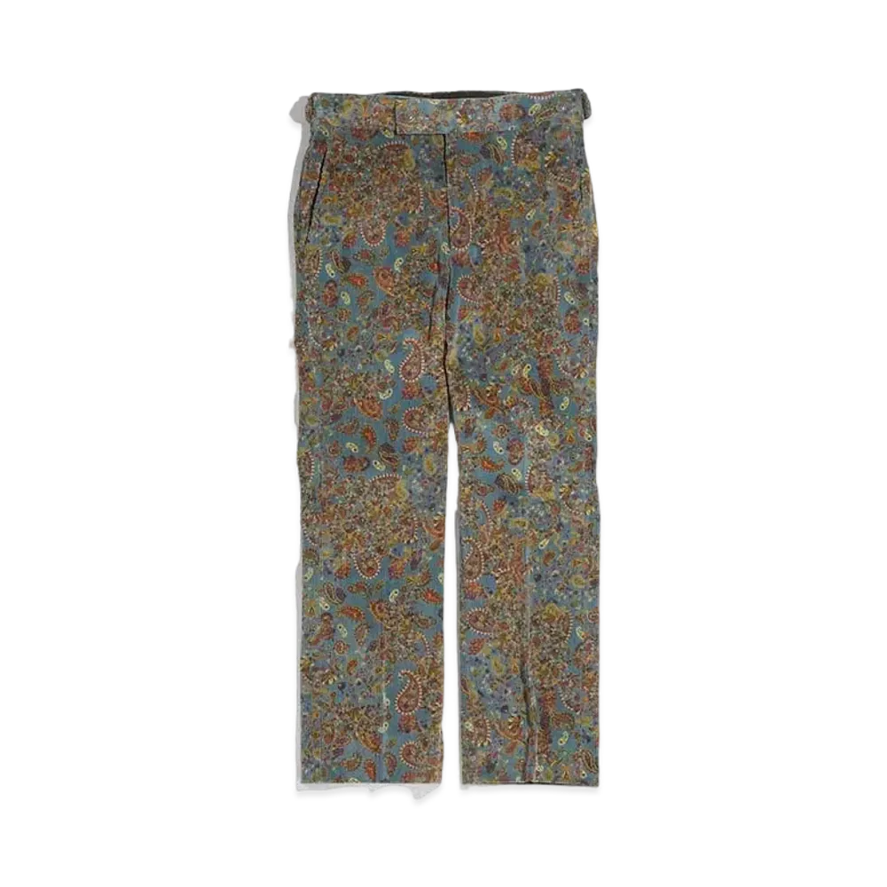 Needles SIDE TAB TROUSER - C/PU 8W CORDUROY / PAISLEY PT. "Blue"