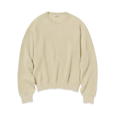 AURALEE Flat Yarn Rib Knit P/O "Ivory"