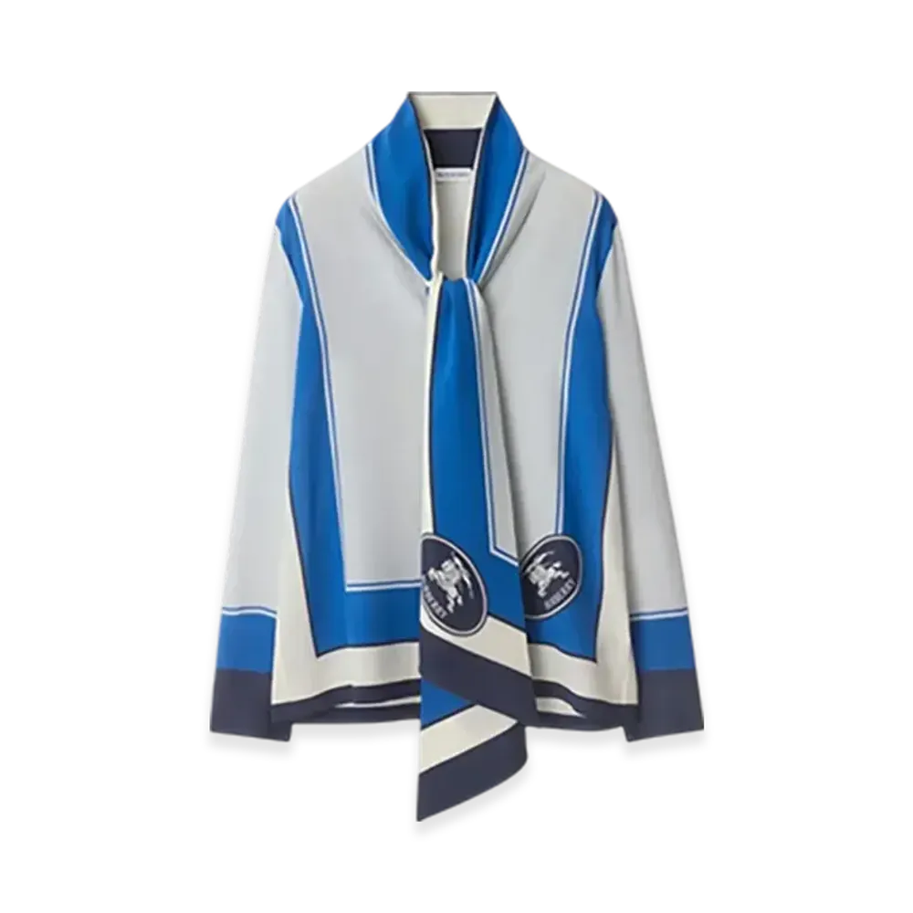 Burberry Slim Fit Night Stamp Box Silk Scarf Shirt "Ink"