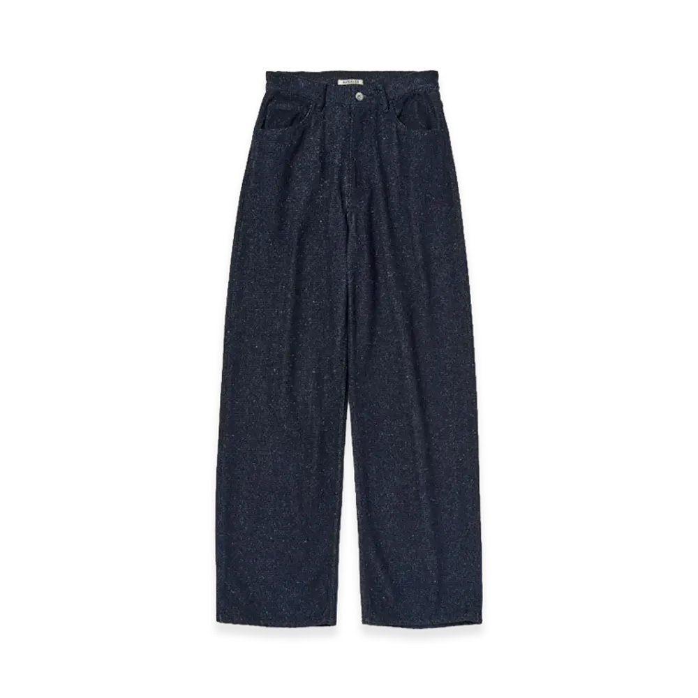 AURALEE Women's Silk Nep Denim 5P Wide Pants "Dark Navy"