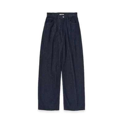 AURALEE Women's Silk Nep Denim 5P Wide Pants "Dark Navy"