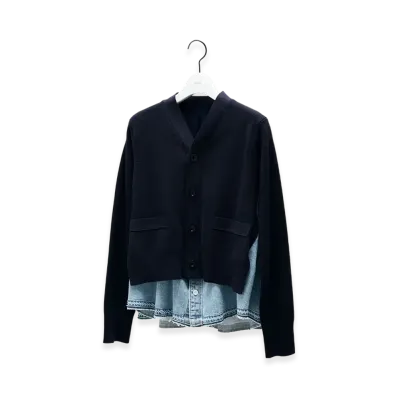 sacai Denim x Knit Cardigan "Navy/Light Blue"