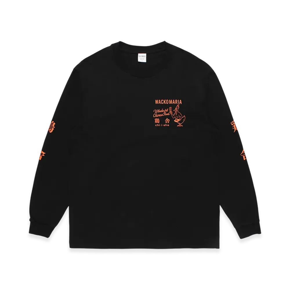 WACKO MARIA x 鶏舎 Washed Heavy Weight Long Sleeve T-Shirt "Black"