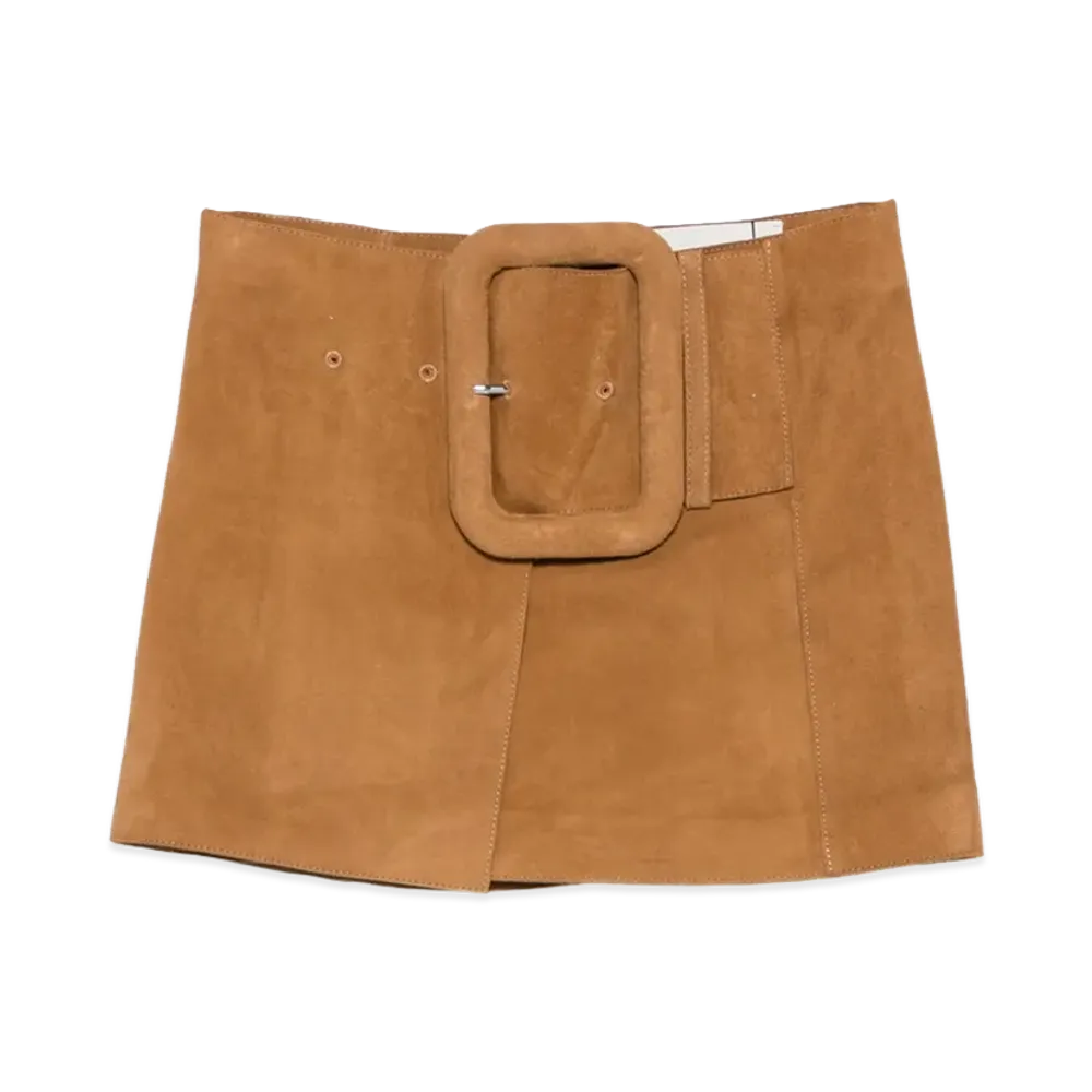 AMI PARIS Women's Suede Mini Skirt "Brown"