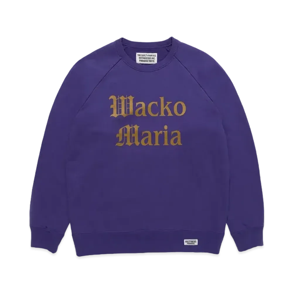 WACKO MARIA WASHED HEAVY WEIGHT SWEAT SHIRT "Purple"