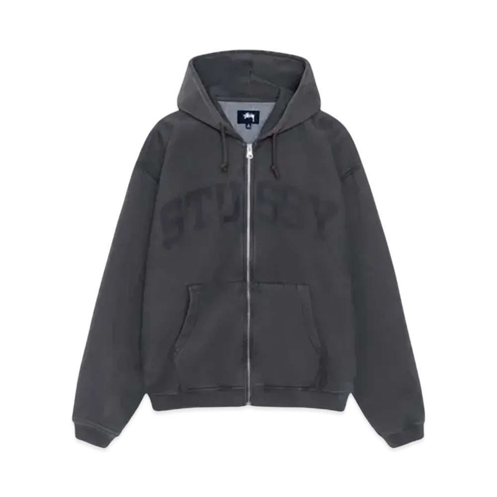 Stussy Zip Hoodie Faded Graphic "Washed Black"