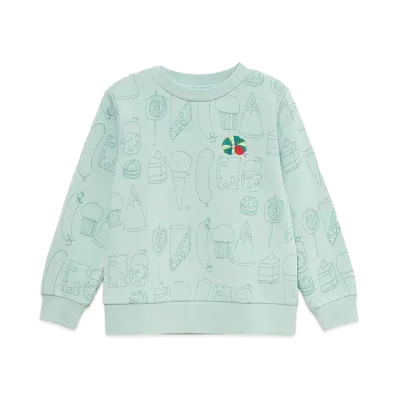 graniph x Eric Carle Sketch Hood Kids Fleece Sweat "Light Green"