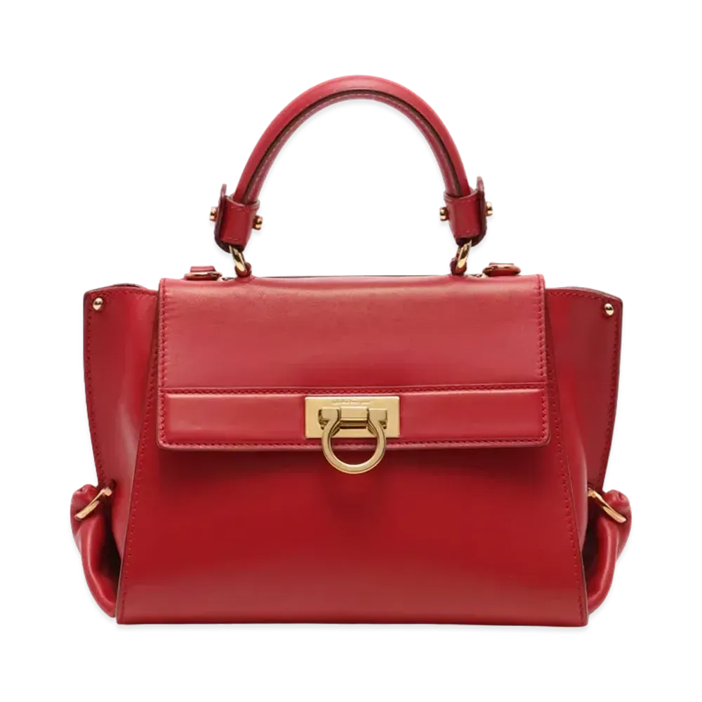 Salvatore Ferragamo Sofia Gancini Leather 2WAY Bag "Red"